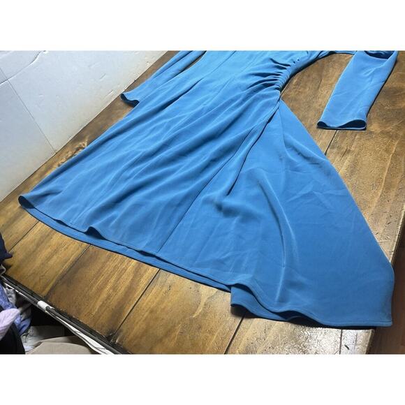 ST. JOHN Blue Ruched Knit Silk Blend Sheath Dress Size 4 - Picture 12 of 13